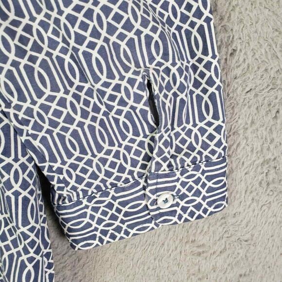 Tizzie Shirt Women's Size Large L Blue Geometric Long Sleeve Button Down - Picture 5 of 10